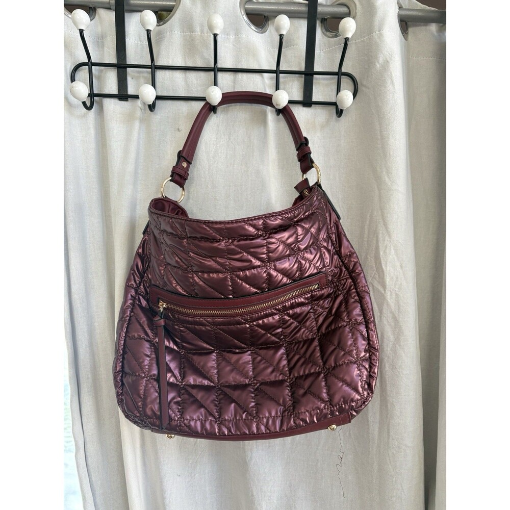 Pink Metallic Quilted Puffer Shoulder Hand Bag Tote Stylish Nylon Trendy Woman’s